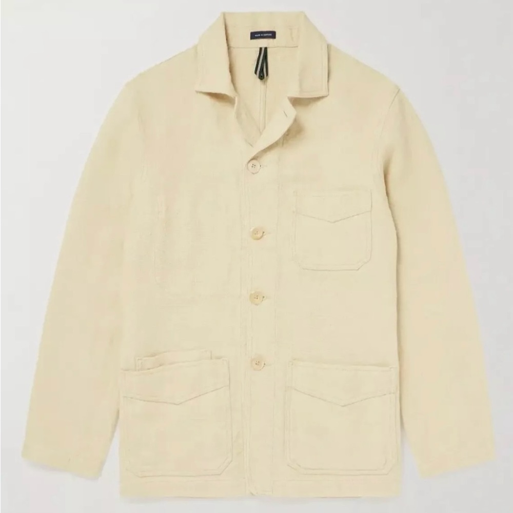 Drake’s ecru linen chore jacket